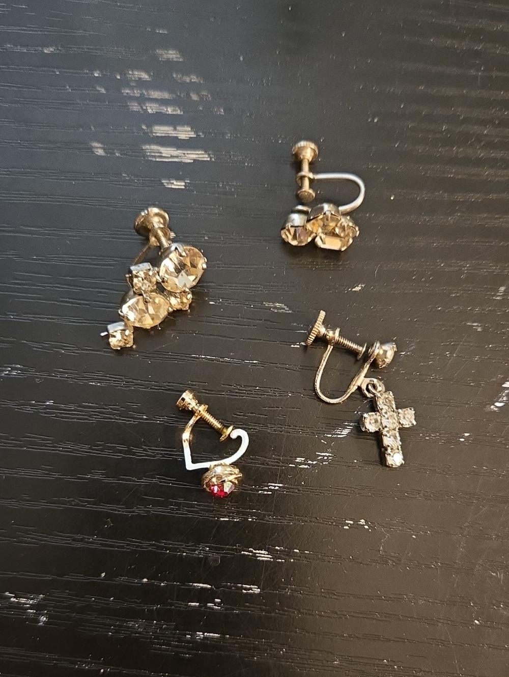 Silver Tone Crystal Screw-Back Clip Earrings